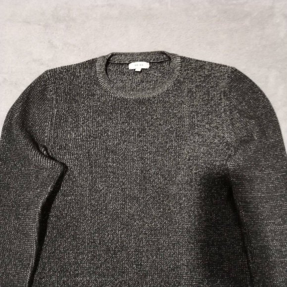 Reiss Jumper Mens XS Tiger Grey Chunky Tight Knit Contrasting Trim Crew Heavy - Picture 9 of 13